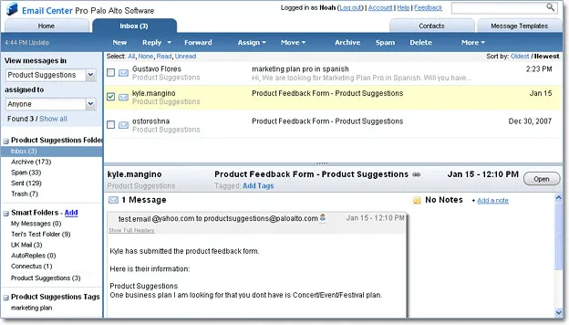 Screenshots of Email Center Pro (ECP)