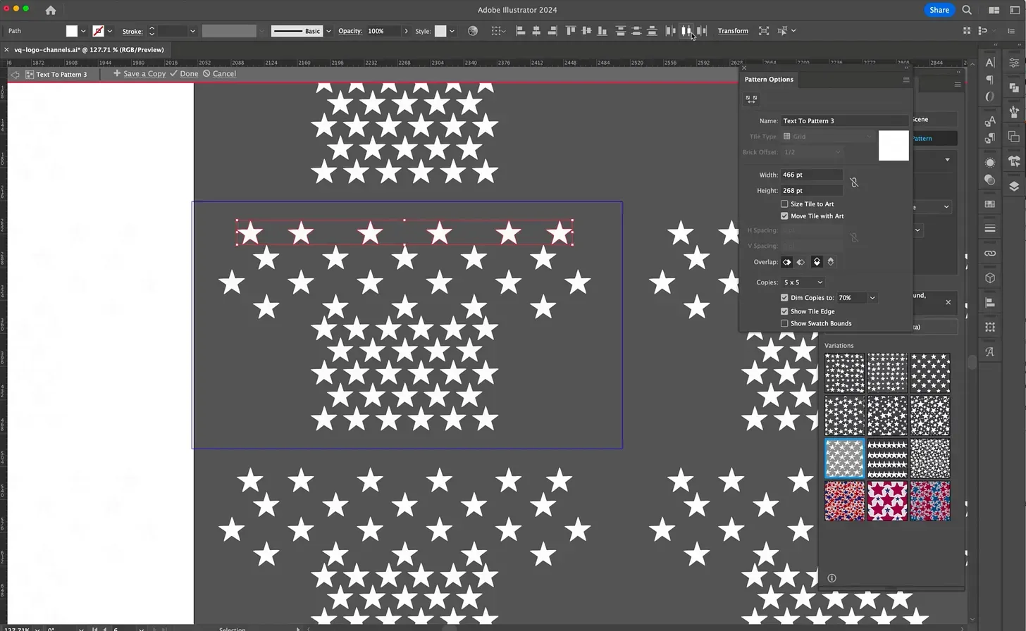 Screenshot of Adobe Illustrator stars reconfiguration