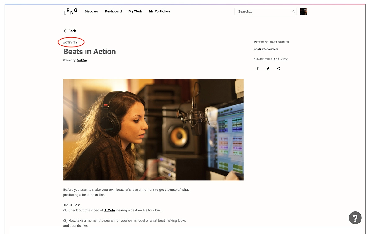 Original activity design