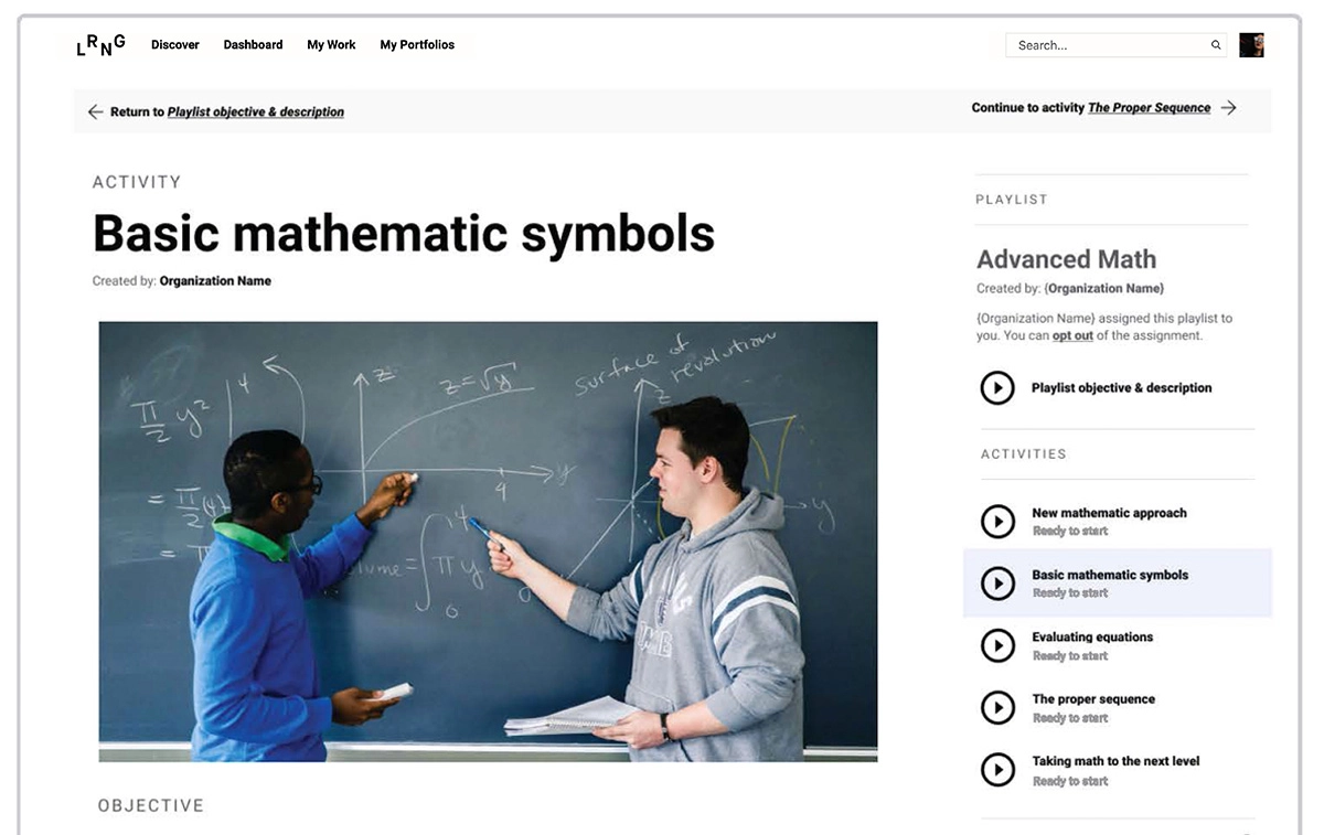 Recommended activity design