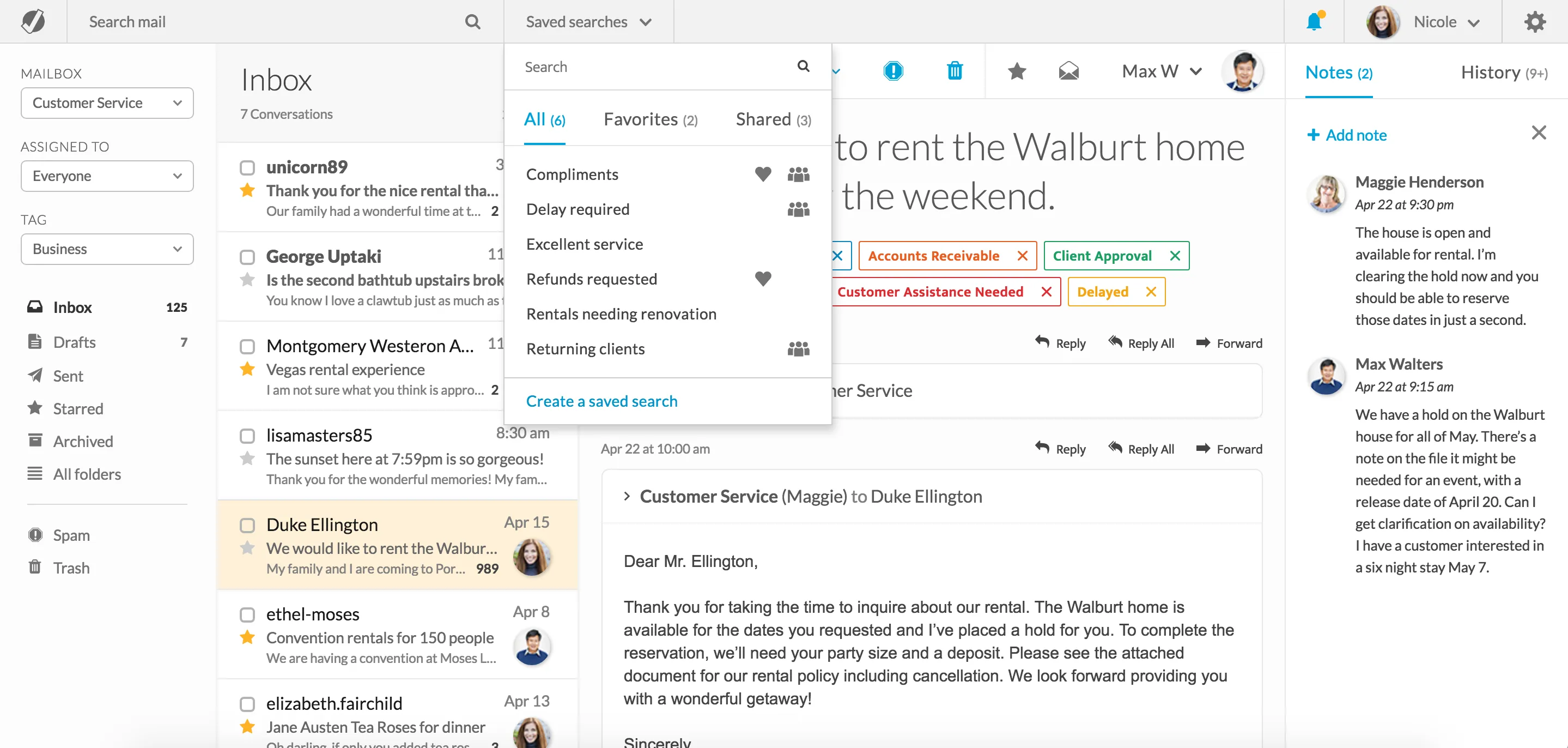 saved shared search dropdown